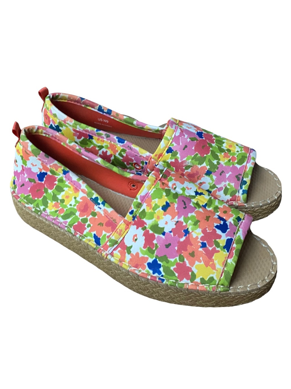 Sea Star Frances Valentine floral espadrille platform water shoes size 9
